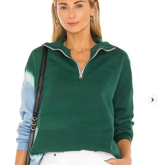 Levi’s Green Quarter Zip Sweatshirt Tie Dye Colorblock Pullover Casual Sweater - Picture 1 of 7